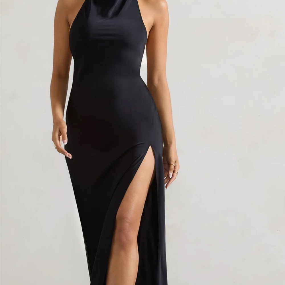 Elegant Black Halter Dress